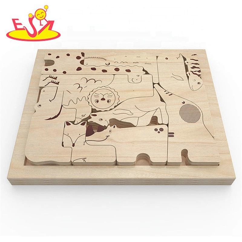 2019 New hottest cartoon animals wooden puzzle zoo for kids W14I038B