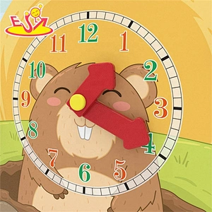 2019 New design baby wooden teaching time clock for education W09F017