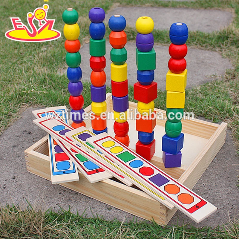 Wholesale early learning math toy wooden stacking blocks toy play fun for kis W13D074