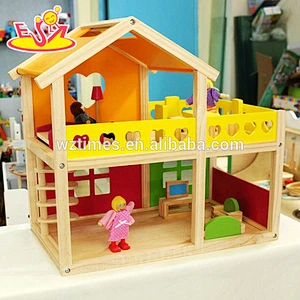 2018 wholesale kid wooden doll house family cheap baby wooden doll house family children wooden doll house family W06A157