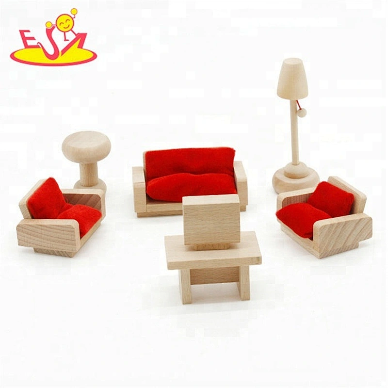 تصميم جديد للأطفال الأثاث دمية خشبية مصغرة للأطفال التظاهر W06B074