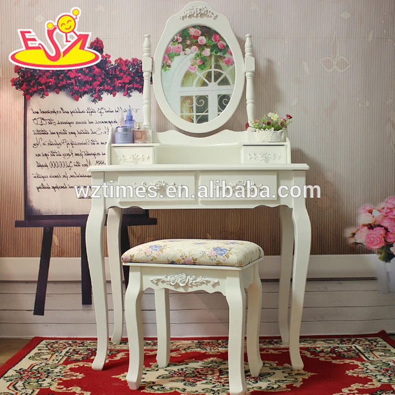 2018 New design bedroom wooden makeup vanity solid wooden youth makeup vanity top sale wooden makeup vanity W08H060