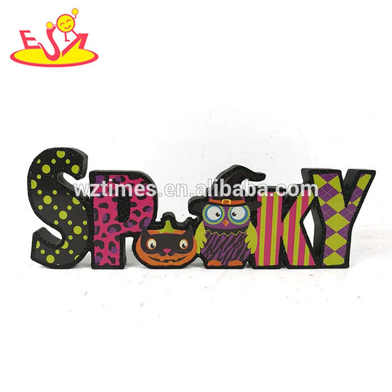 Wholesale newest decorative wooden halloween signs for wall hanging W09D045