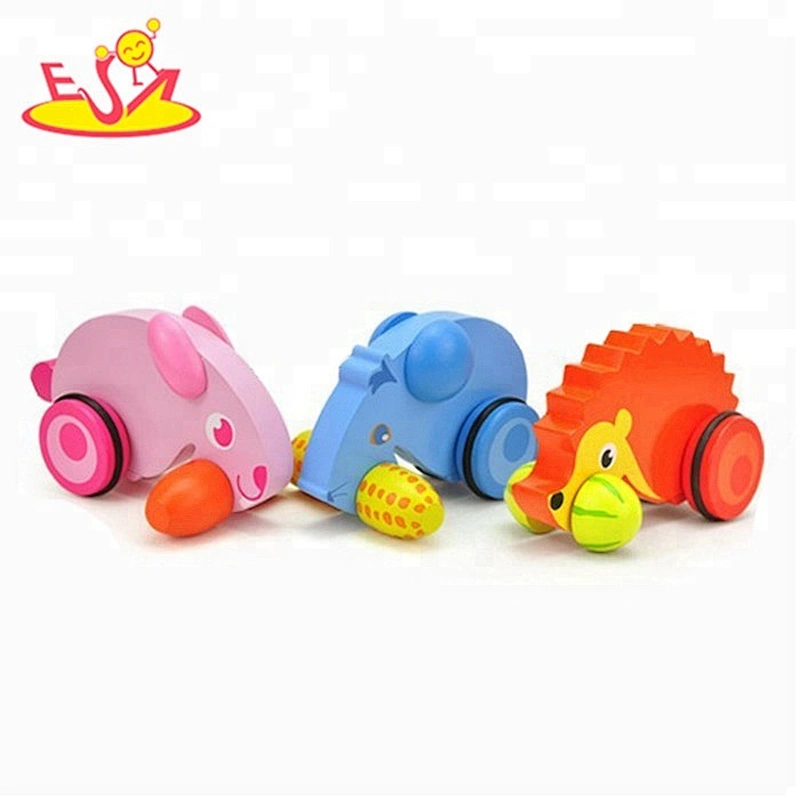 Wholesale animals style wooden push toy walker for kids W05A006