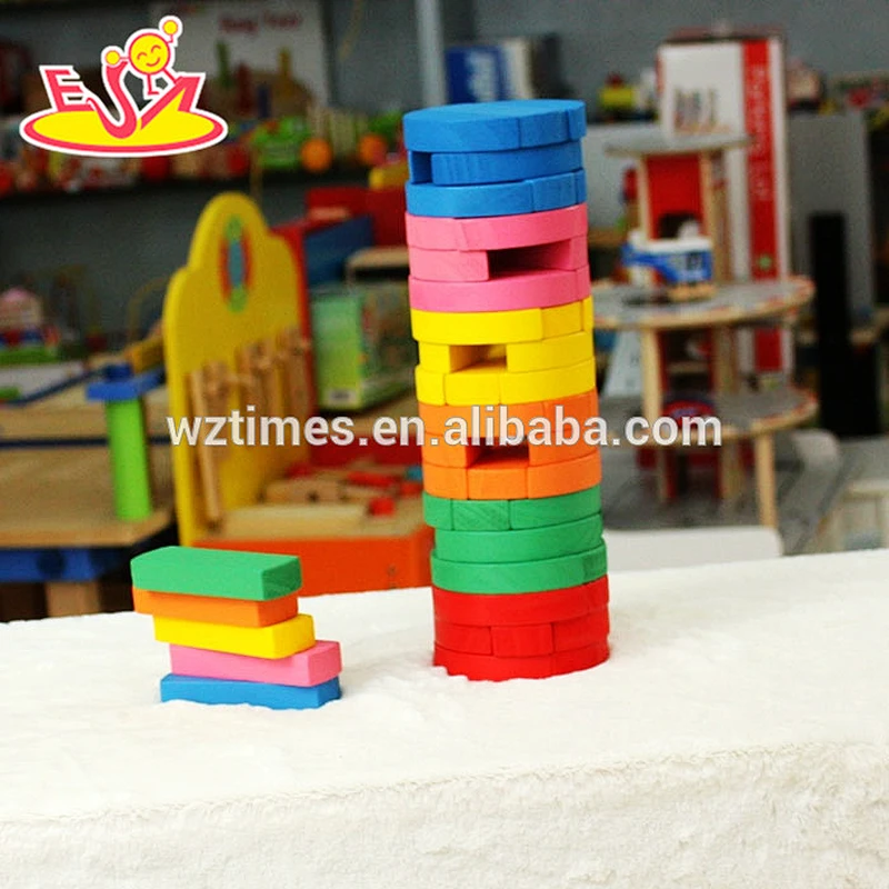 wholesale colorful baby stacking blocks wooden promotional bricks toy top fashion wooden baby stacking blocks toy W13D119
