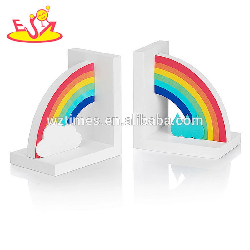 2018 wholesale kids wooden rainbow bookends new design children wooden rainbow bookends nursery wooden rainbow bookends W08D065