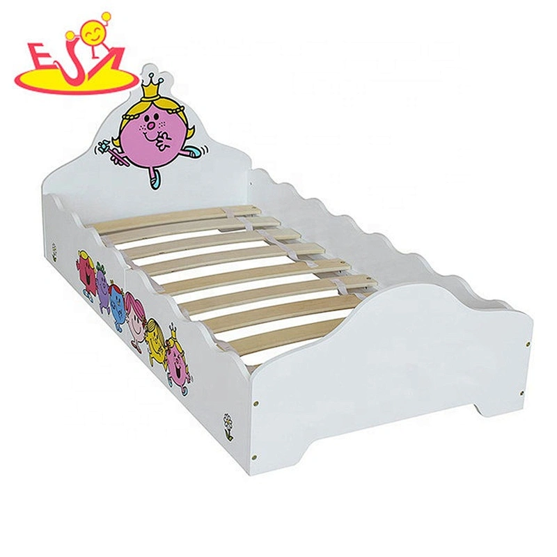2019 High quality girls cartoon wooden kids single bed for wholesale W08A092