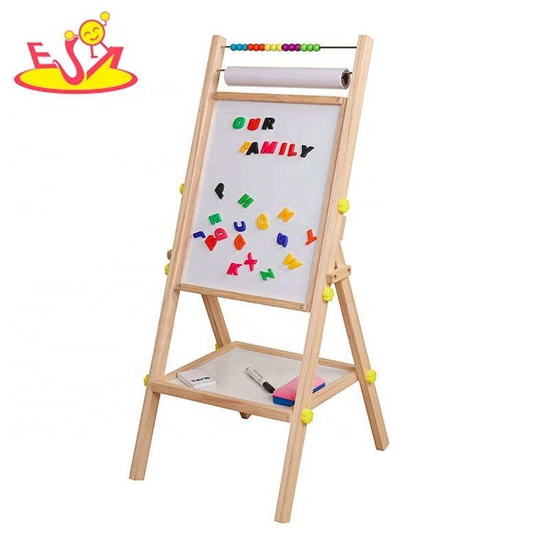 Early educational double sided wooden magnetic drawing board for kids W12B129