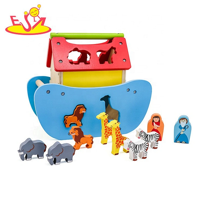 2019 New arrival educational toys wooden noahs ark set for children W12D137