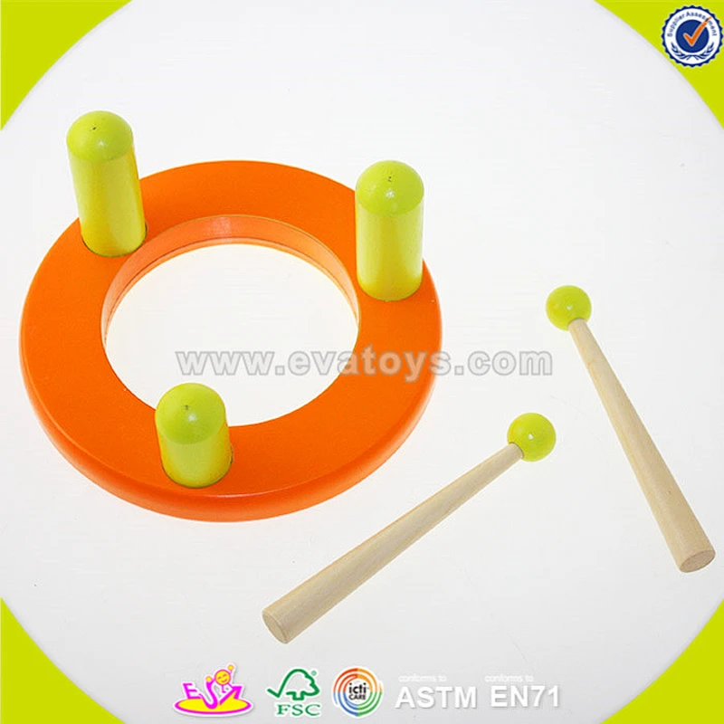 wholesale Kids musical instrument toy hand kids drum toy ,Cheap kids Percussion Toy Drum, fashion wooden toy drum W07J034