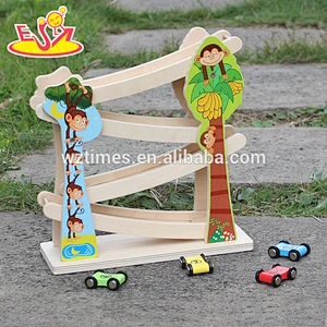 2018 New design wooden Marble Run toys funny wooden speed car toys educational wooden marble run for toddlers W04E044