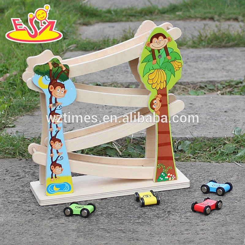 2018 New design wooden Marble Run toys funny wooden speed car toys educational wooden marble run for toddlers W04E044