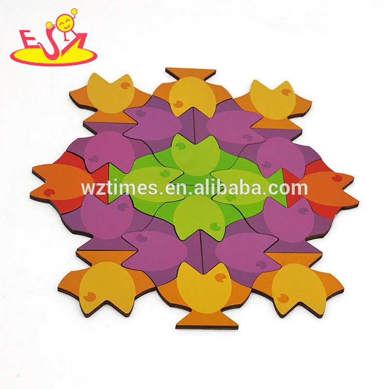 Hölzernes Puzzlespiel 3d der intelligenten Fischform für Kinder Weihnachtsgeschenke W14A183