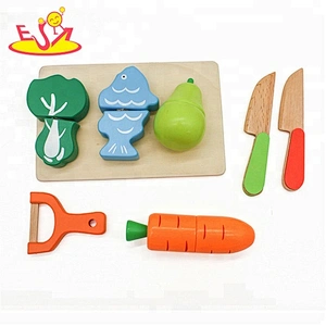 Colorful Wooden Pretend Play Kitchen Toys Cutting Fruit Vegetable Toys for Kids girls W10B224