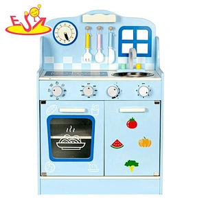 Top sale simulation wooden pink kids kitchen set for wholesale W10C496B