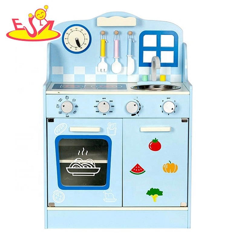 Top sale simulation wooden pink kids kitchen set for wholesale W10C496B