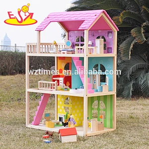 wholesale high quality children wooden newly dollhouse top fashion baby wooden newly dollhouse W06A170