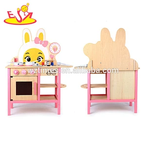 Wholesale fancy kitchen table toy wooden play pots and pans for preschool W10C351
