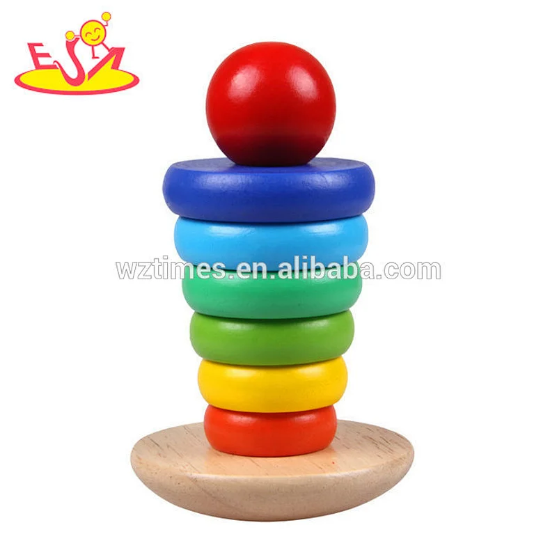 Wholesale educational wooden stacking rainbow toy for kids W13D179