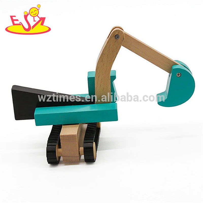 New hottest kids mini wooden toy backhoe for wholesale W04A381