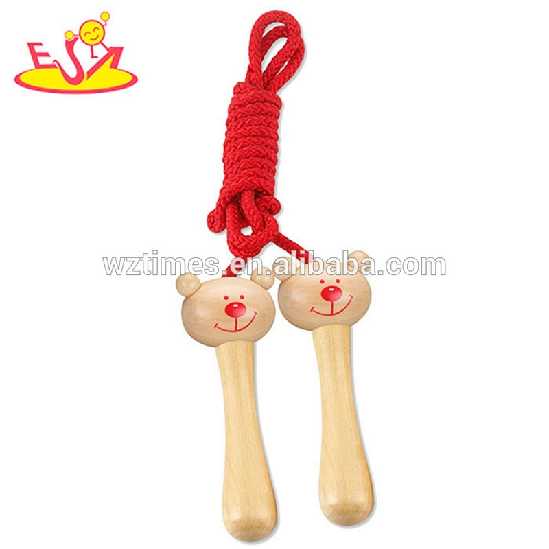 Wholesale lovely pink skipping rope with wooden handle for children W01A121