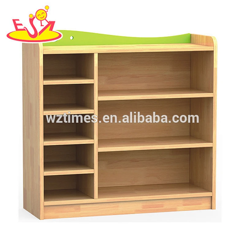 Wholesale nursery school wooden toy storage units best design cartoon wooden toy storage units for kindergarten W08C196