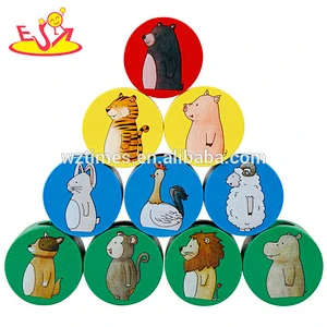 Wholesale funny kids wooden stacking animal blocks toy hot sale interesting baby wooden stacking animal blocks toy W13D095