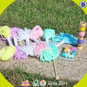wholesale Kids Educational easy knit wool toy,DIY Knitting Wool Funny Soft toy, Novelty wool Wooden knit wool toy W11E042