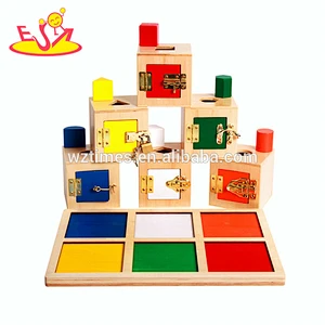 2018 New design preschool geometry blocks wooden montessori toys for toddlers W12F022