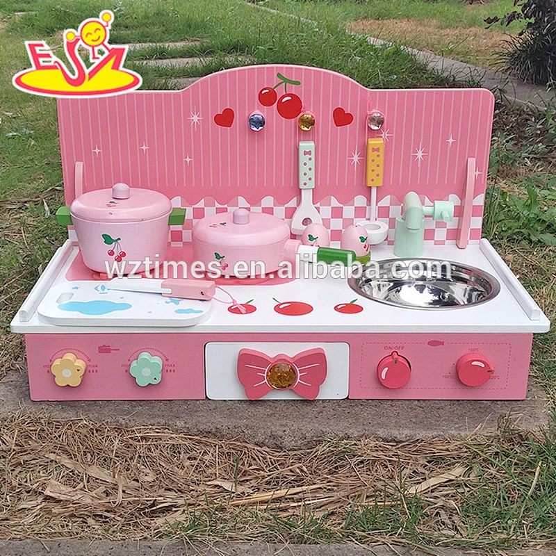 wholesale new fashion wooden girls kitchen set funny wooden girls kitchen set W10C226