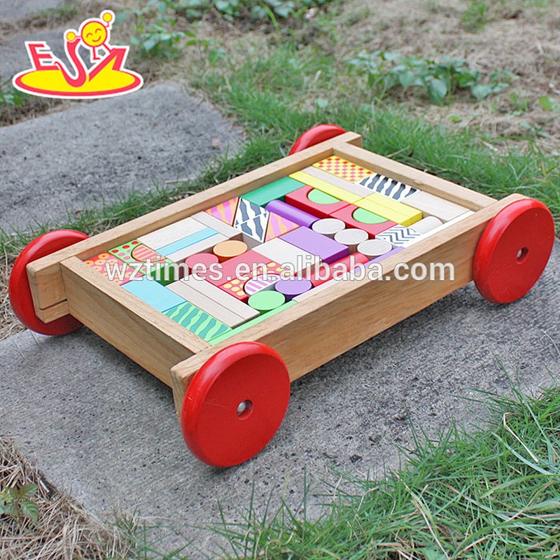2018 wholesale pull car designed wooden wooden blocks for toddlers W13C032