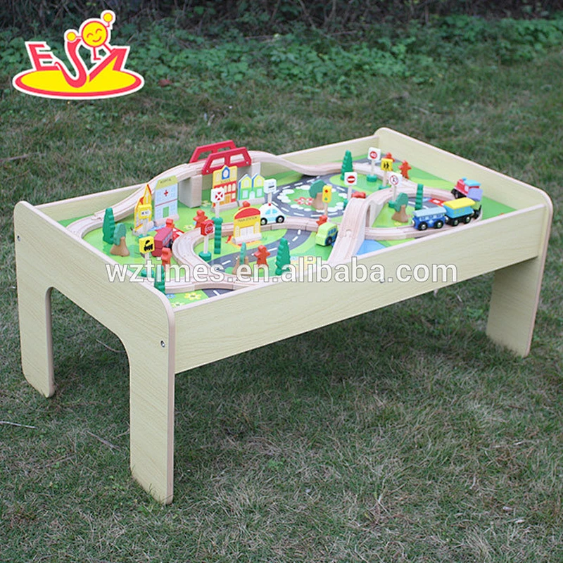 2018 wholesale children wooden train toy with table W04C030