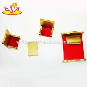 Wholesale luxury style red and gold color wooden dollhouse furnitures toy for baby W06B027