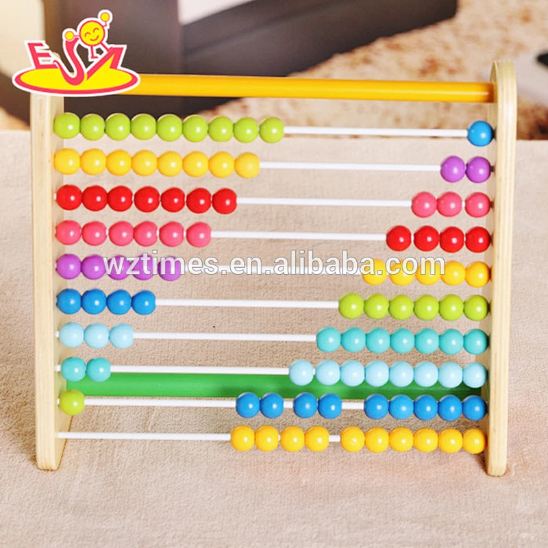 2018 Wholesale 100 pieces educational wooden kids toy abacus preschool wooden children toy abacus W12A026