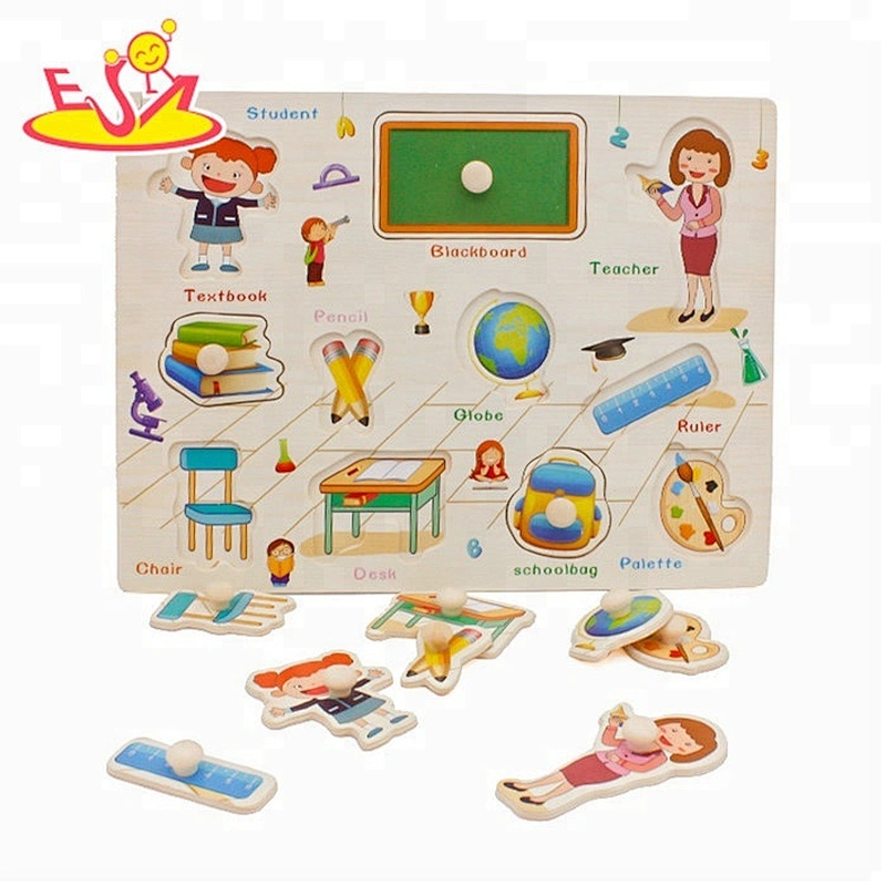 New design classroom learning wood puzzle toy for toddlers W14M146