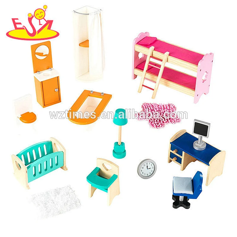 2018 Coloridos juguetes de tres capas modelo de casa de muñecas de madera en miniatura para niños W06A278