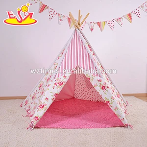 wholesale classic Indian cotton kids play tent high quality indoor wooden poles kids play tent W08L003