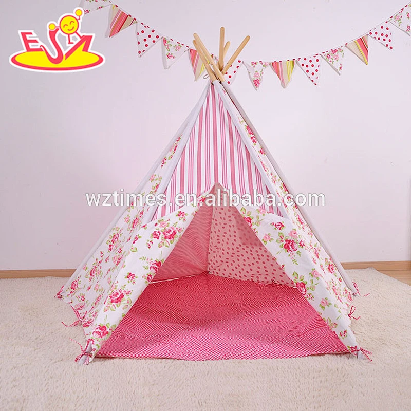 wholesale classic Indian cotton kids play tent high quality indoor wooden poles kids play tent W08L003