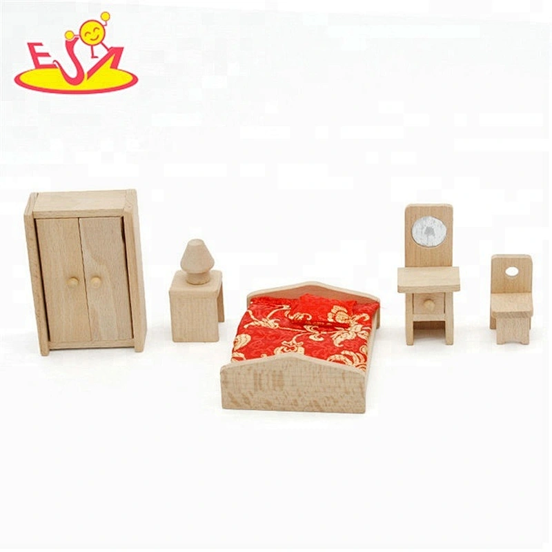 Nuevos muebles de muñecas de madera en miniatura para niños de diseño para casa de muñecas W06B071