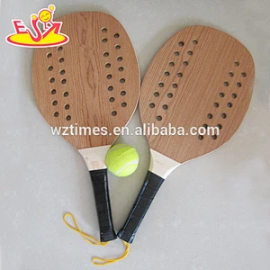 Wholesale cartoon style funny sport wooden beach ball racket for toddlers W01A113