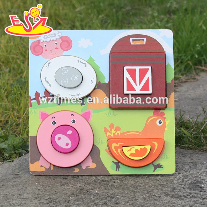 2018 New design baby wooden puzzle toy kids farm animals wooden puzzle toy top fashion wooden children puzzle toy W14D025