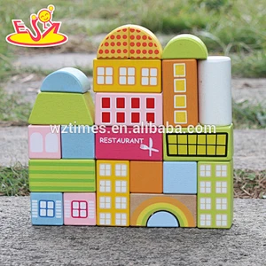 Wholesale lovely and colorful 22 pcs wooden multi shape building blocks toy for children W13A123