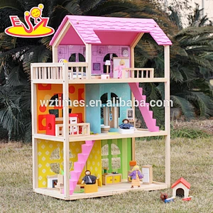 wholesale high quality children wooden newly dollhouse top fashion baby wooden newly dollhouse W06A170