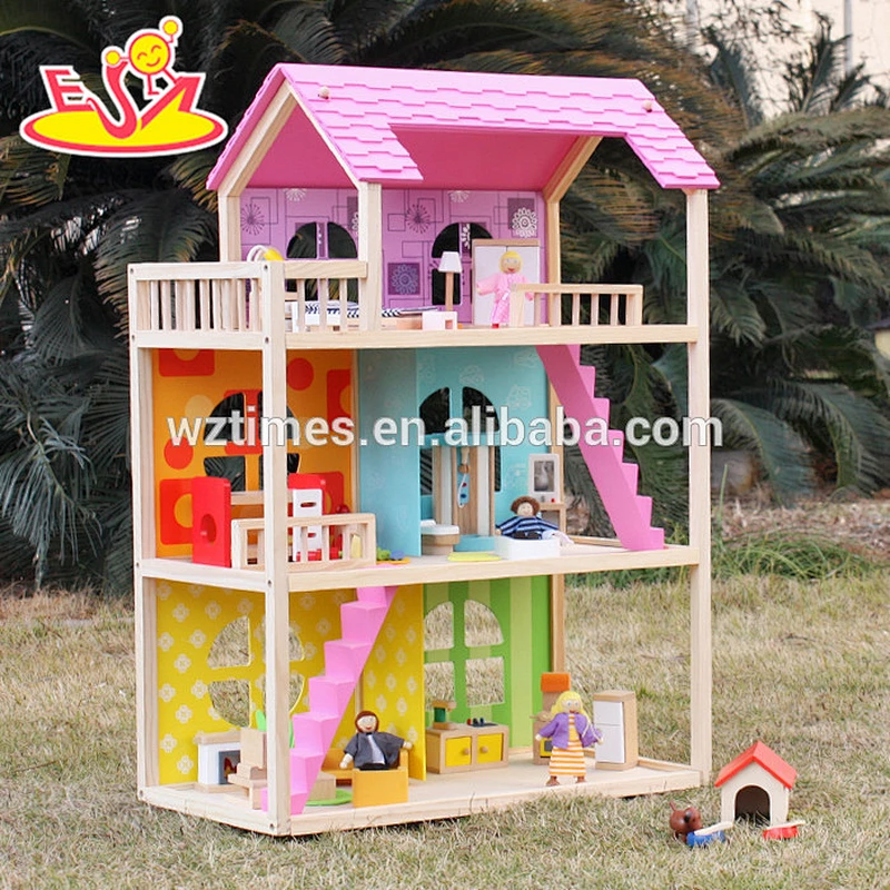wholesale high quality children wooden newly dollhouse top fashion baby wooden newly dollhouse W06A170