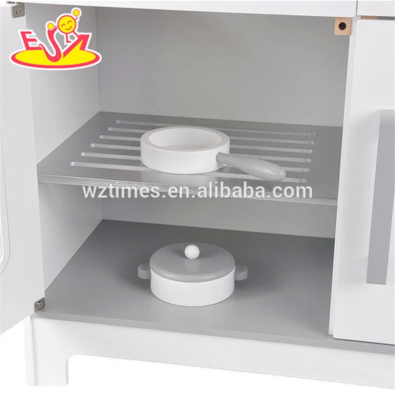 Venta al por mayor nuevo producto niños de madera blanco cocina juguete creativo bebé madera blanco cocina juguete W10C278