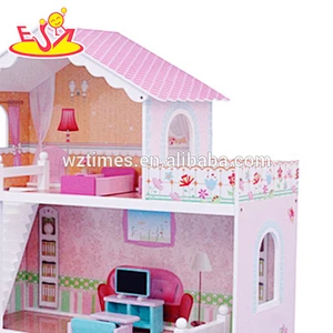 2018 New design girls miniature toys wooden doll house kits W06A083