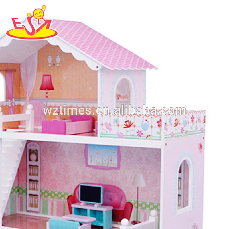 2018 New design girls miniature toys wooden doll house kits W06A083