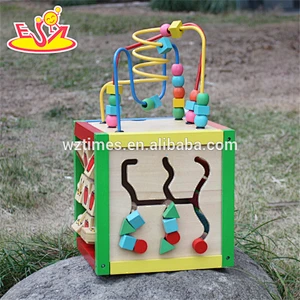 wholesale wooden cubic wire bead children wooden cubic wire bead colorful wooden cubic wire bead W11B060