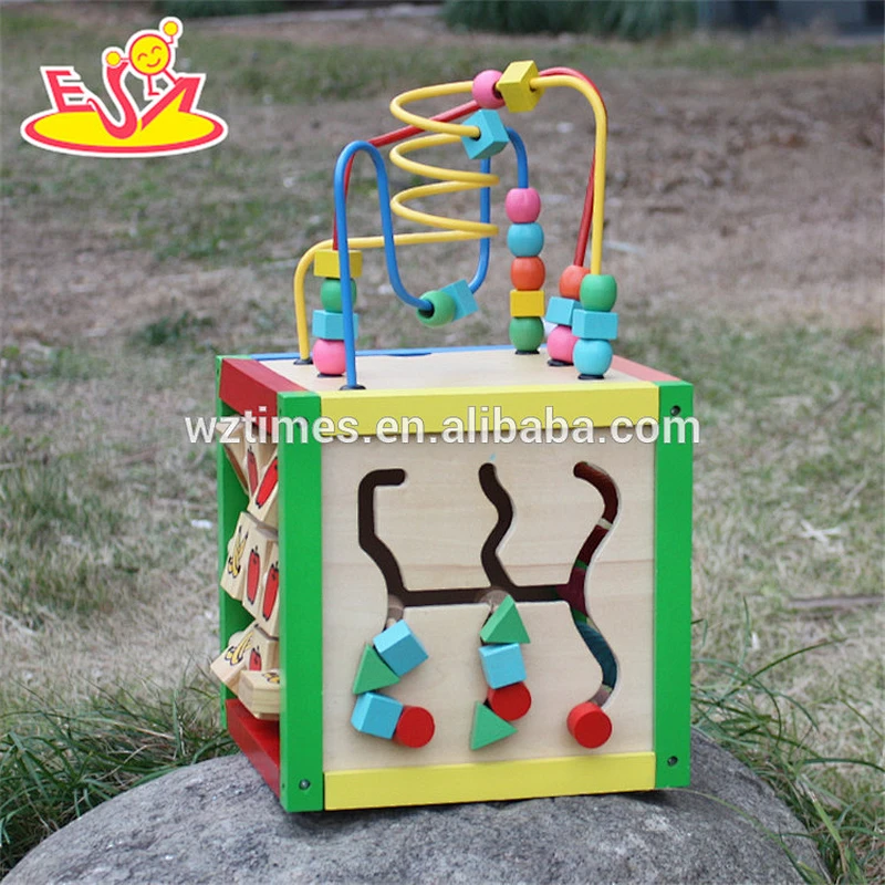 wholesale wooden cubic wire bead children wooden cubic wire bead colorful wooden cubic wire bead W11B060