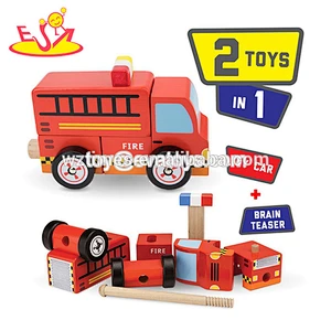 2018 New small ambulance toys wooden doctor cart toy for kids W04A376